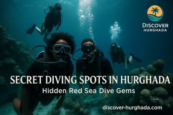 Diver exploring secret diving spots in Hurghada with vibrant coral reef and clear Red Sea water – Discover Hurghada