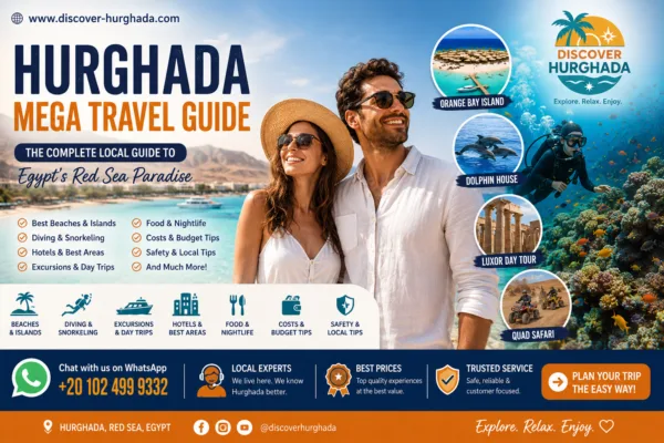 Hurghada Mega Travel Guide showing beaches, diving, excursions, hotels and Red Sea attractions in Hurghada Egypt