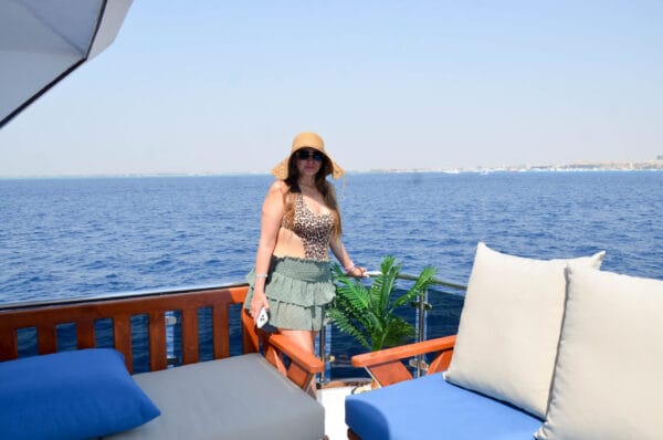 Breathtaking turquoise views from the upper deck terrace at Orange Bay