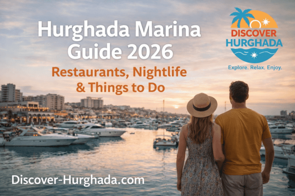 Hurghada Marina with tourists enjoying seaside restaurants, yachts and nightlife at Hurghada Marina Egypt