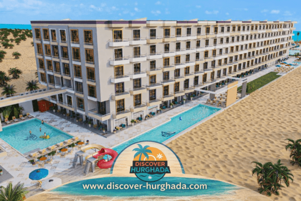 Lavanda Suites Hurghada resort building with pool and beachfront – Discover Hurghada