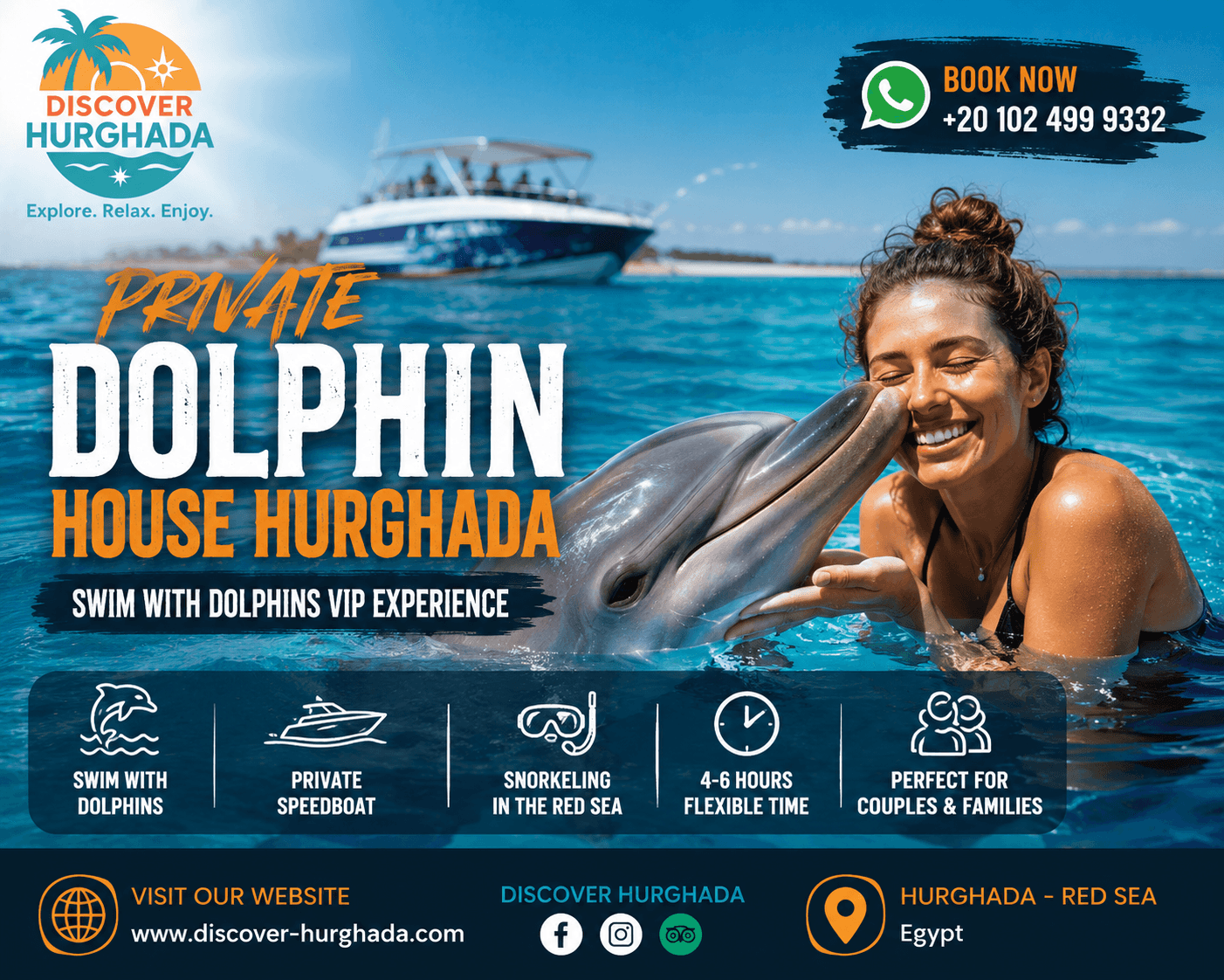 Private Dolphin House Hurghada speedboat snorkeling tour
