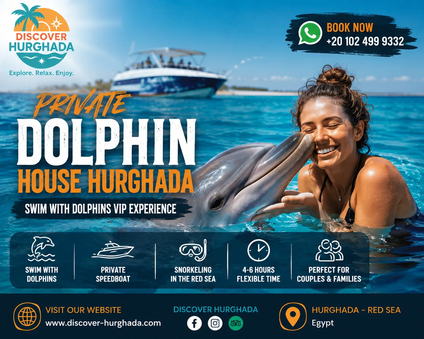 Private Dolphin House Hurghada speedboat snorkeling tour