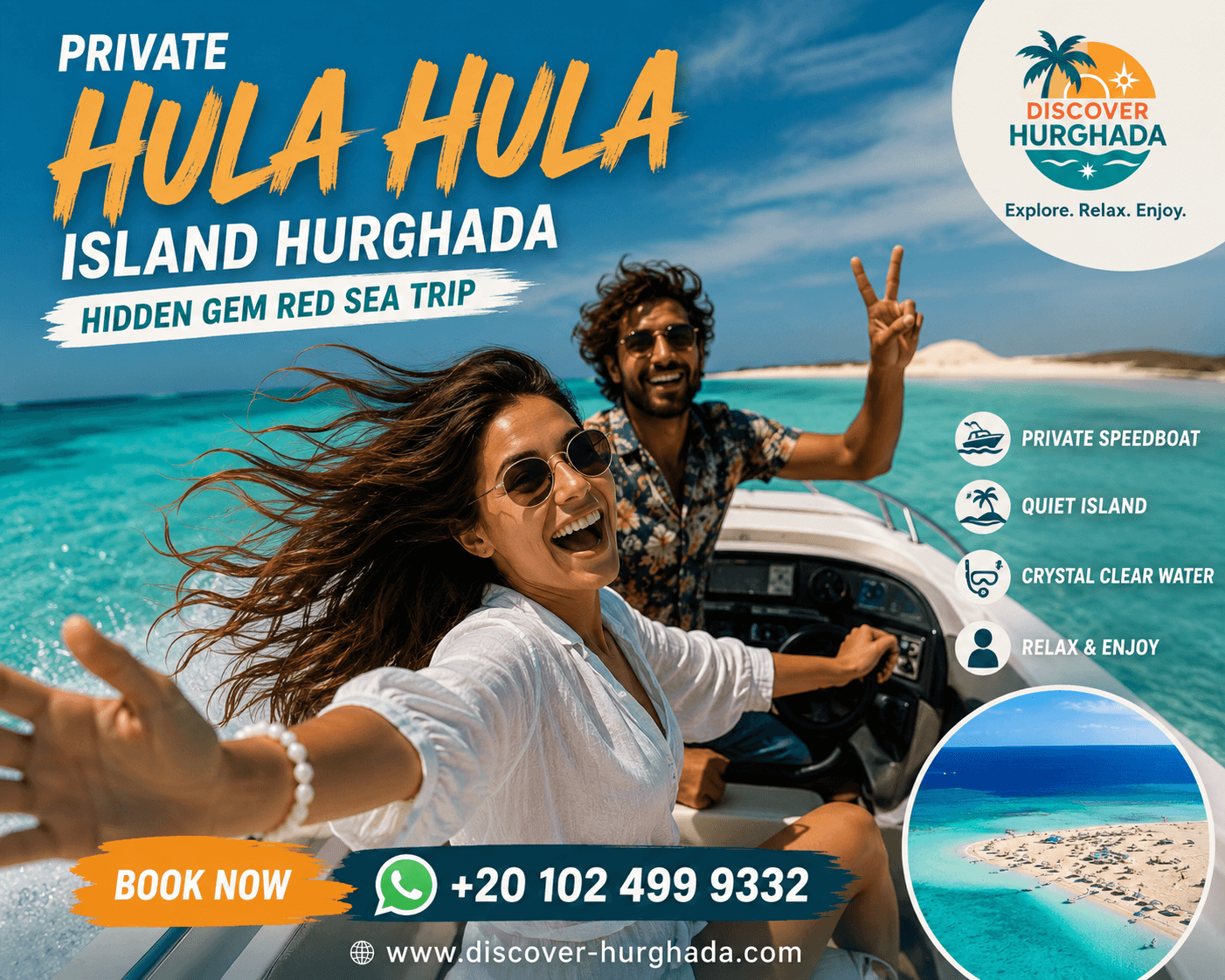Private Hula Hula Island Hurghada speedboat excursion