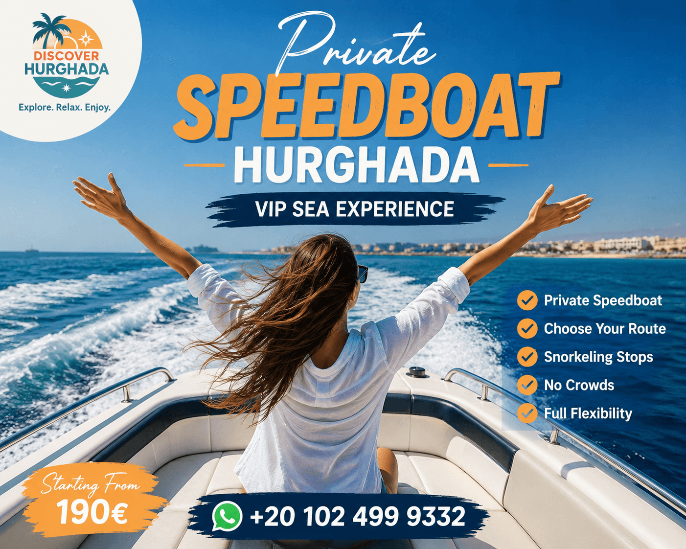 Private speedboat Hurghada VIP Red Sea trip