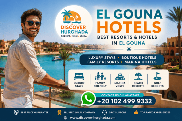 El Gouna Hotels guide showing luxury stays boutique hotels family resorts marina hotels beach resorts and golf resorts in El Gouna Egypt