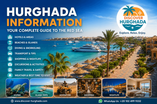 Hurghada Information Guide showing beaches, hotels, excursions, diving, attractions and travel tips in Hurghada Egypt