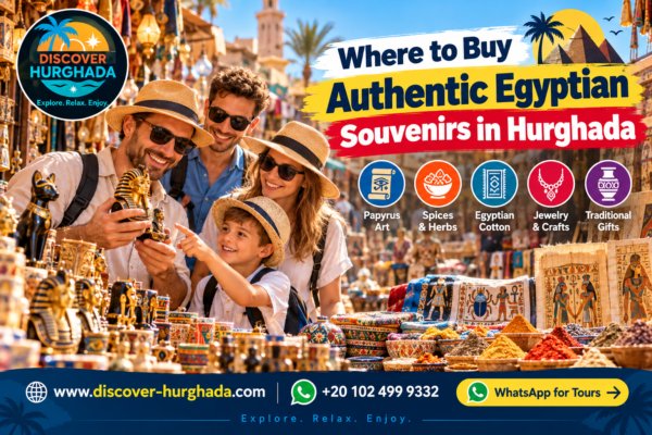 Authentic Egyptian Souvenirs in Hurghada β family exploring a traditional Egyptian market with papyrus art, spices, handmade crafts and souvenirs.